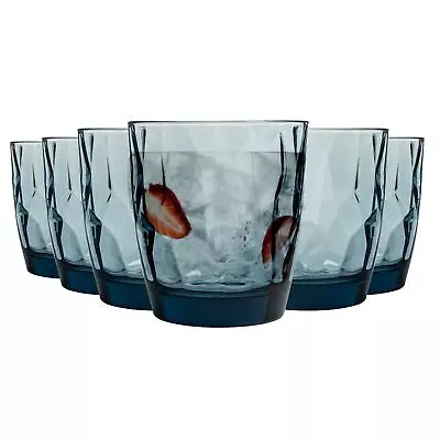 Buy Bormioli Rocco 6x Diamond Water Glasses Dimpled Water Tumblers 300ml Blue • 16£
