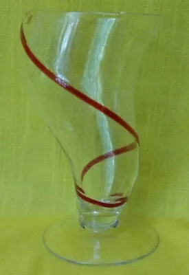 Buy Pier 1~ 7  Red Swirline Tornado Footed Glass Tumbler Parfait Swirl Cup 12 OZ EC • 7.40£