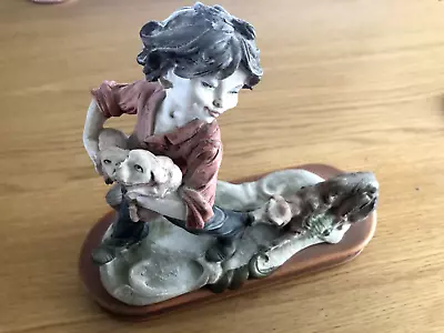 Buy Vintage Capodimonte Boy With Dog Porcelain Figurine • 80£