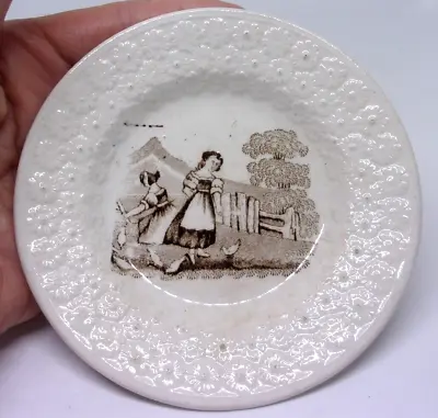 Buy ANTIQUE SMALL STAFFORDSHIRE TRANSFER PRINTED CHILDS FARMYARD PLATE - 19th Cen. • 12£