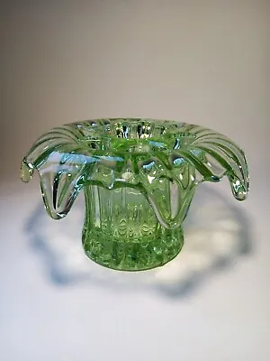 Buy Art Deco 1930's Sowerby Iris Green Pressed Glass Vase & Frog • 20£