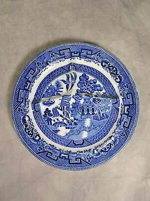 Buy Vintage Ye Olde Willow Fenton Made In England Blue Willow Grill Plate • 18.94£