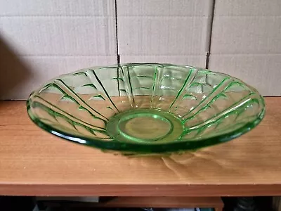Buy Green Glass Fruit Bowl 23.5cm Wide • 5£