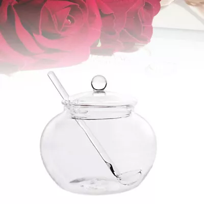 Buy Salt And Sugar Storage Jar With Spoon - Transparent Glass Container • 12.25£