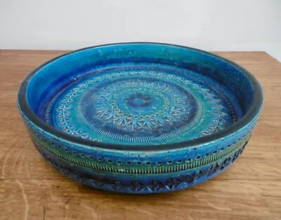 Buy Vintage Bitossi  Shallow Bowl In Rimini Blue By Aldo Londi 1960s • 155£