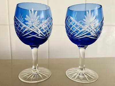 Buy Pare Vintage Cobalt Blue Cut Glass Crystal Liqueur Shot Glass • 25£
