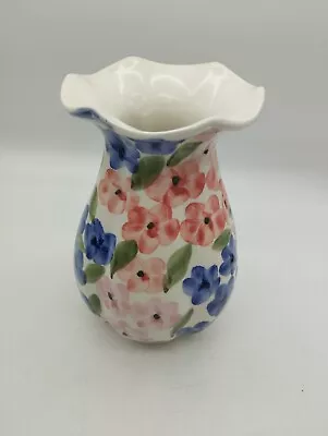 Buy Rathkenny  Irish Ceramics Hand Painted Floral Vase Pink Blue 18cm Tall *READ DES • 12.99£