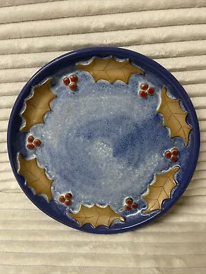 Buy Canterbury Pottery Blue Stoneware Decorative Christmas Pudding Plate 10.5” • 20.99£