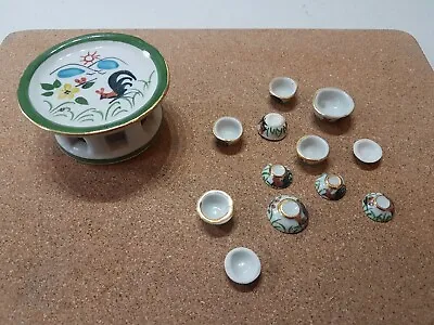 Buy Small China / Porcelain Dolls House Miniature Tea Set White / Green • 5.20£