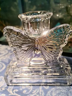 Buy Bagley Glass Butterfly Candlestick Pattern 3003 1935 Art Deco Clear • 19.99£