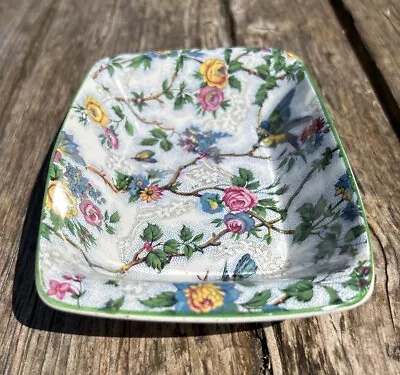 Buy Vintage Staffordshire Pottery Midwinter Bird Floral Chintz Small Rectangle Bowl • 15.99£
