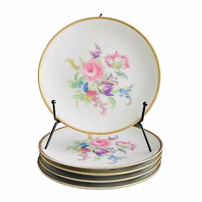 Buy Thomas Bavaria Set Of 5 Pink Purple Floral Salad Plates With Gold Trim READ • 28.60£