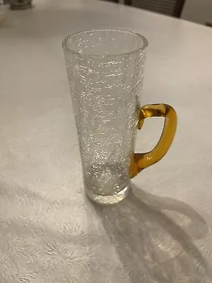 Buy Crackle Glass Amber Handle Hand Blown Drinking Tumbler 7.5” Pilgrim? • 19.19£