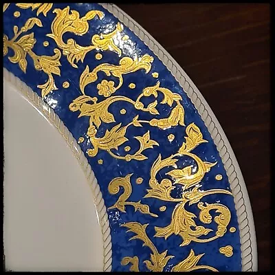 Buy Dunoon Fine Bone China Blue And Gold  Mantua  Plate By Cherry Denman • 15£