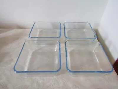 Buy Set Of 4 Pyrex Square Glass Oven To Table Freezer Dishes NO LIDS 6  X 6  • 11.99£