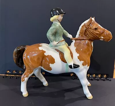 Buy Vintage Beswick Hunting Horse  'Girl On Pony' Skewbald Colour Gloss - VGC • 130£
