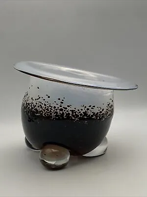 Buy Opalescent Free Form Abstract Hand Blown Studio Art Glass Footed Bowl 7” Rim • 118.13£