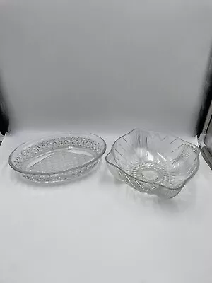Buy Vintage Clear Glass Serving Bowls X2 • 15.95£