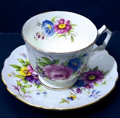 Buy Aynsley Tea Cup And Saucer Cabbage Rose Floral Dianthus Daisy Tulips Bone China • 18.89£