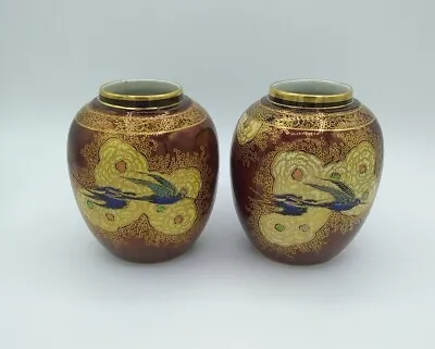 Buy Pair Of Carlton Ware 'Swallow & Cloud' Pattern 3074 Ginger Jars/Vases • 145£