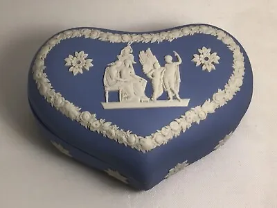 Buy Blue Wedgwood Jasperware Heart Shaped Trinket Pot With Lid • 23£