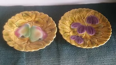 Buy Anitique Pv Sarreguemines Majolica France Pottery Fruit Plate Plums & Pear Vgc+ • 19.95£
