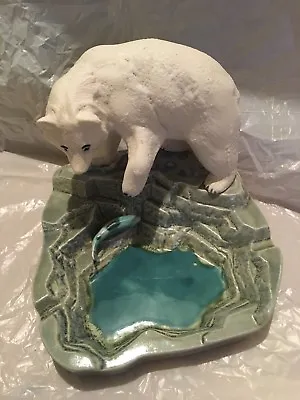 Buy Polar Bear Catching Fish In Pool Ashtray Dish Pottery Marked Dent • 95£