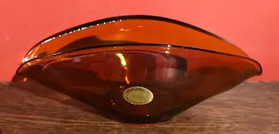 Buy Nazeing Vintage Amber Glass Bowl Dish Handmade English Glassware 18cm Retro! • 8.99£