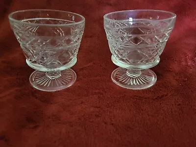 Buy Vintage Set Of 2 Pressed Glass Gothic Pattern Pudding/Sherbet Cups - Exc. Cond. • 9.60£