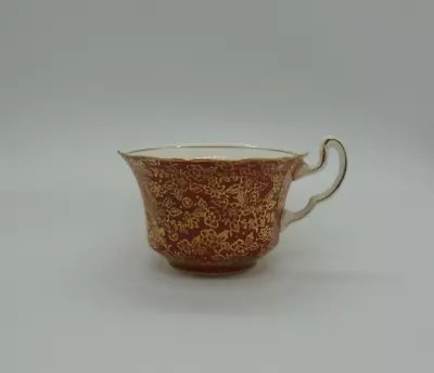 Buy Adderley Bone China Flat Teacup Red With Gold Flowers • 11.38£