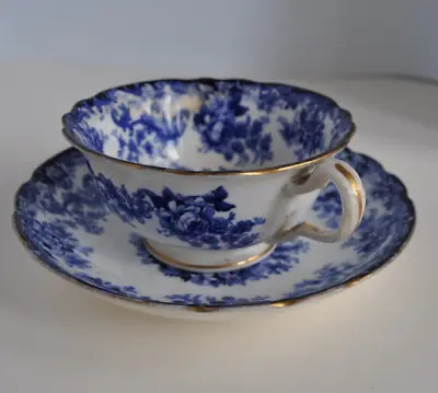 Buy Minton Vintage Bone China Large Tea Cup & Saucer. White Blue Countryside Design • 5£
