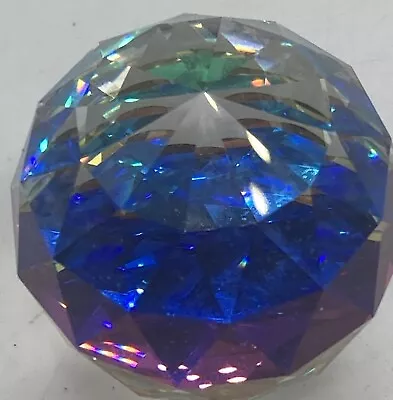 Buy Vintage Swarovski Crystal Glass Multifaceted Ball Paperweight Clear Multicolour • 20£