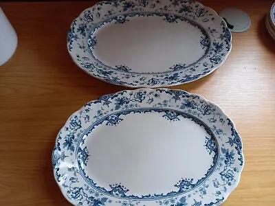 Buy 2 X Antique S. Hancock And Sons, Blue And White Large Plates Or Serving Platters • 50£