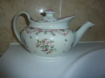 Buy 1790's English Newhall China 24.5cm Teapot Pattern 195 With Flower & Leaf Design • 45£