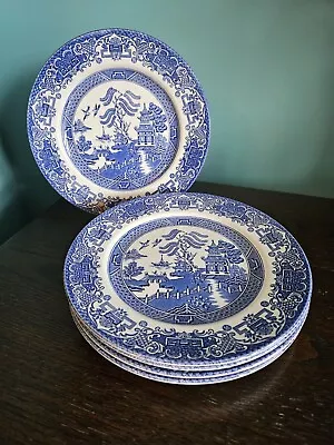 Buy 5 English Ironstone Tableware Old Willow Plates 9 3/4  Blue And White FREE P&P  • 20£