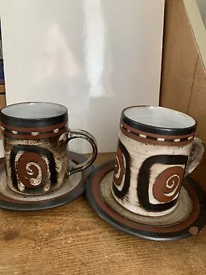 Buy Set Of 2 Vintage Briglin Studio Pottery Cups And Saucers • 5£