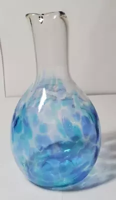 Buy Modern Artisans Hand Blown Glass Bud Vase With Blue Accents + Heart Shaped Mouth • 18.25£