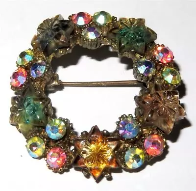 Buy Vintage Czech Glass Brooch Multicoloured AB & Two Tone Jelly Stones 1930's  1000 • 9.99£