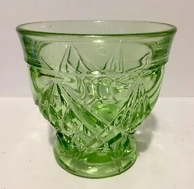 Buy Vintage Green Manganese Pressed Glass Vase Cup Bowl Moulded • 12.90£
