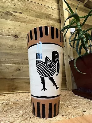 Buy Vintage Large Studio Pottery Vase Mid Century Modernist Bird Image Italian Pot.. • 80£