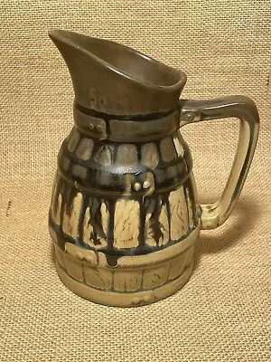 Buy French Pitcher Glazed Jug Pottery Barrel Style Retro Brown And Beige Colour • 14.99£