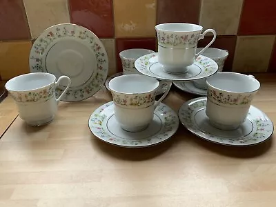 Buy Crown Ming Fine China Seagull Pattern Tea Cups & Saucers X 6 • 18.99£