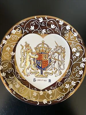 Buy  Gray Pottery English China Coronation Elizabeth II 1953 Copper Luster Plate • 84.40£