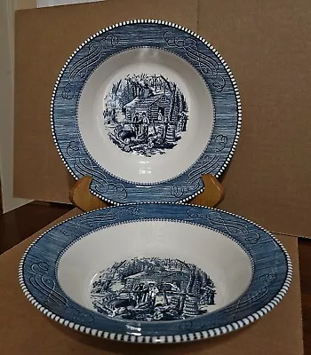 Buy Royal China Currier & Ives Blue/White 9 In. Serving Bowls-2 Very Nice! • 18.90£