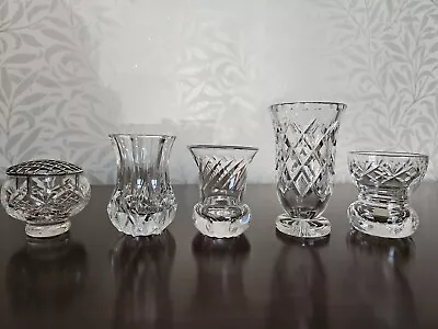 Buy Crystal Glass Vases Vintage 5 Small 9cm Bud Posy Wedding Florist Shabby Job Lot • 24.99£
