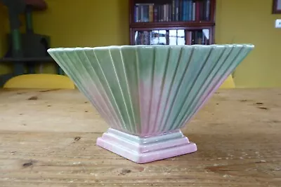Buy Vintage SylvaC Pleated Diamond Fan Mantle Vase 898 Pink/Green A/f Original Label • 5£