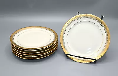 Buy Set Of 7 BUCKINGHAM GOLD Encrusted Royal Ivory KPM Porcelain Germany Bread Plate • 50.24£