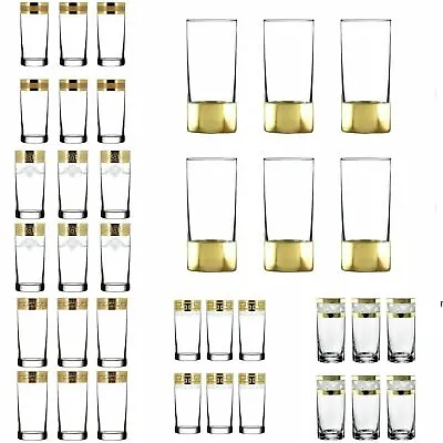 Buy Highball Glasses Set Of 6 With Gold Rim And Heavy Base Tumbler Drinking Glasses • 29.99£