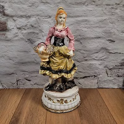 Buy Vintage Early 70's Capodimonte Figurine Of A Woman With A Basket, 40cm Tall • 99.99£