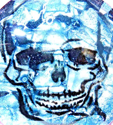 Buy Art Glass Studio SKULL HALLOWEEN SCULPTURE Dichroic  Paperweight Fused Signed • 60.71£